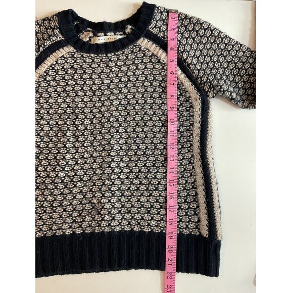Max Studio Wool Blend Sweater Small Navy & White - Picture 3 of 7